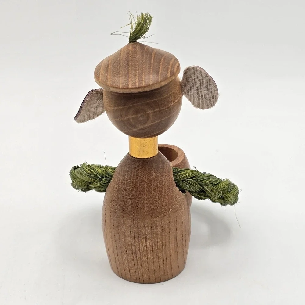 Vintage Monkey‎ Toothpick Holder Wood and Rope ENESCO zoo line